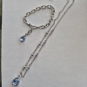 Silver Finish Necklace with Blue Accents